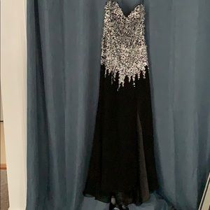 Beaded Sequined Black Prom Dress